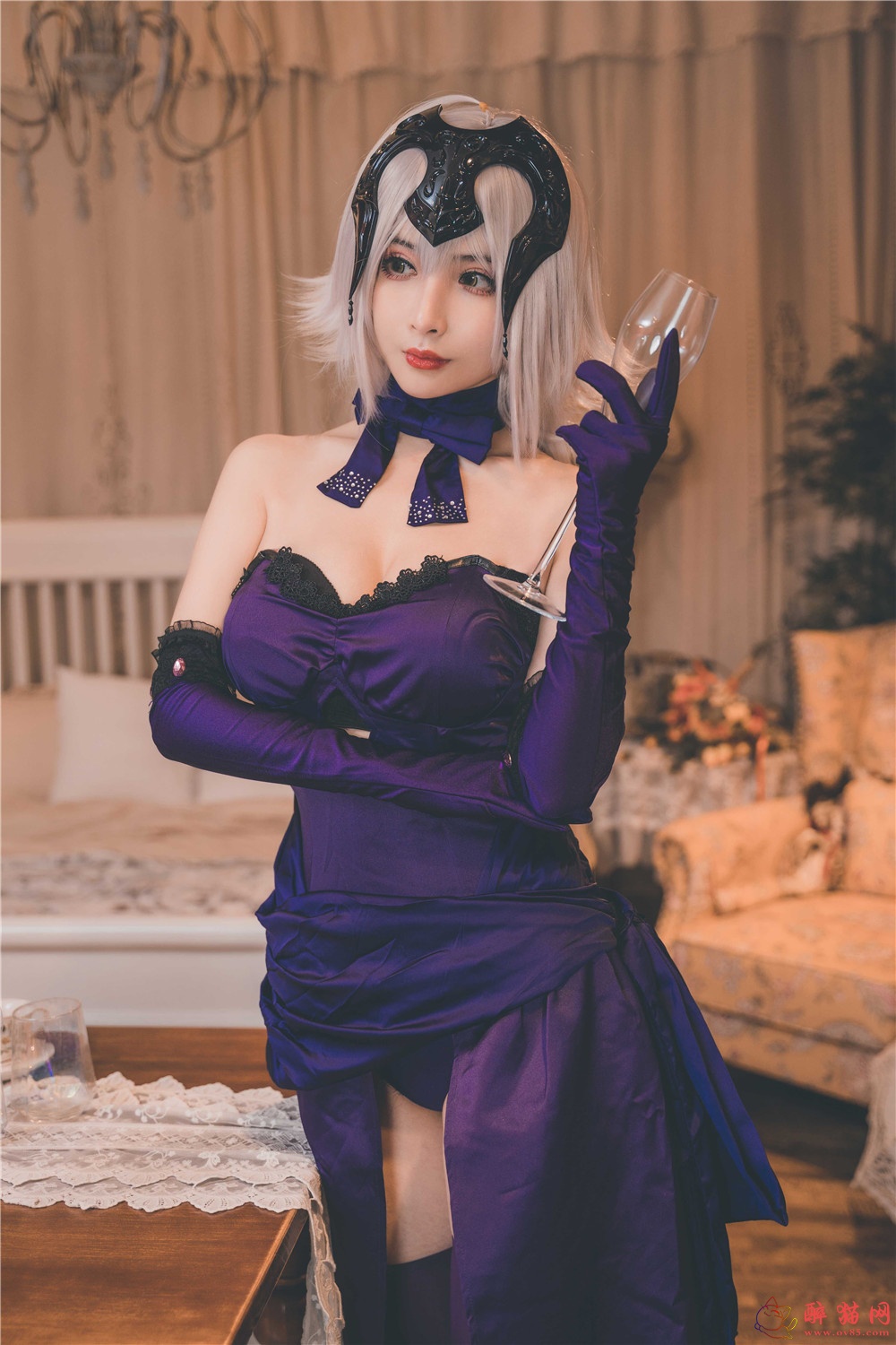 rioko凉凉子 醉贞紫色长裙cosplay写真-4