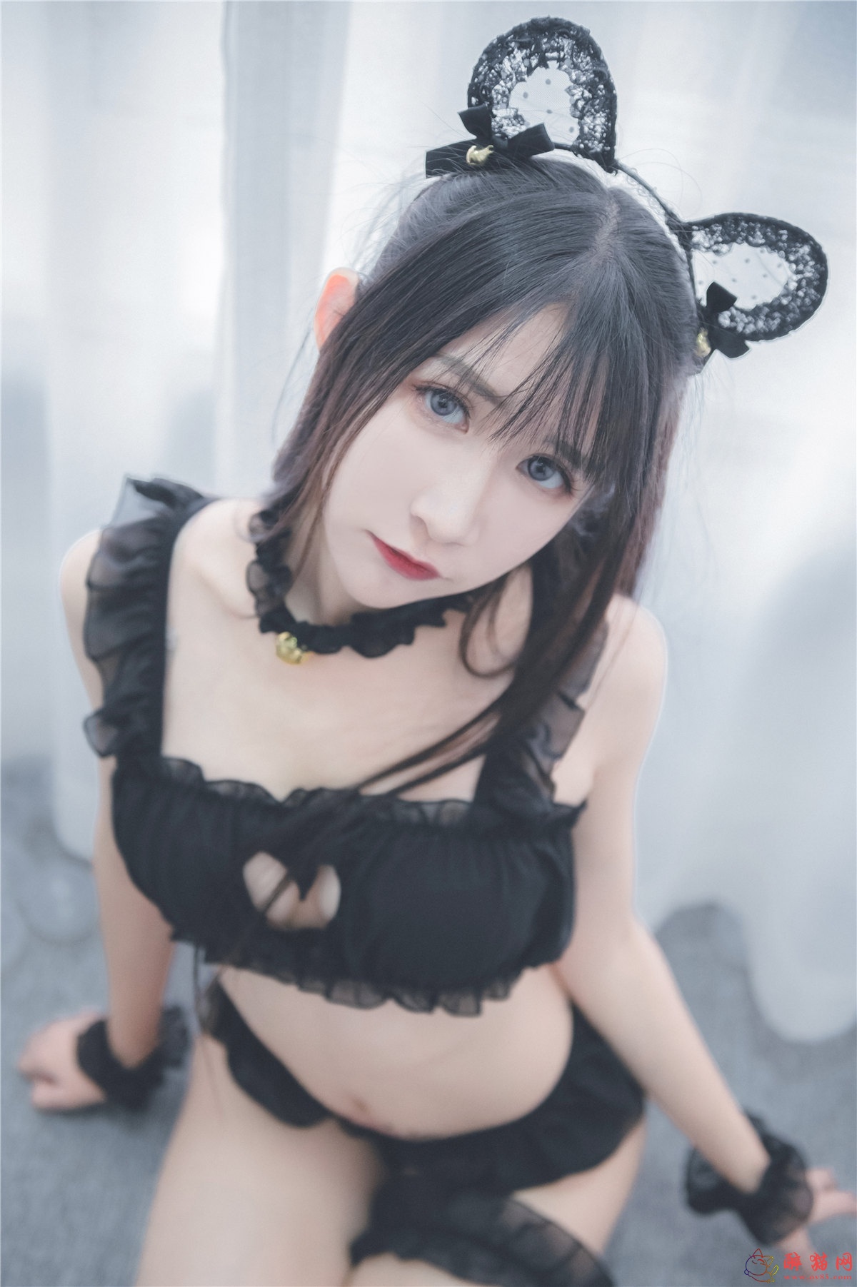 阮邑_Fairy 写真黑色情趣猫咪服装-9