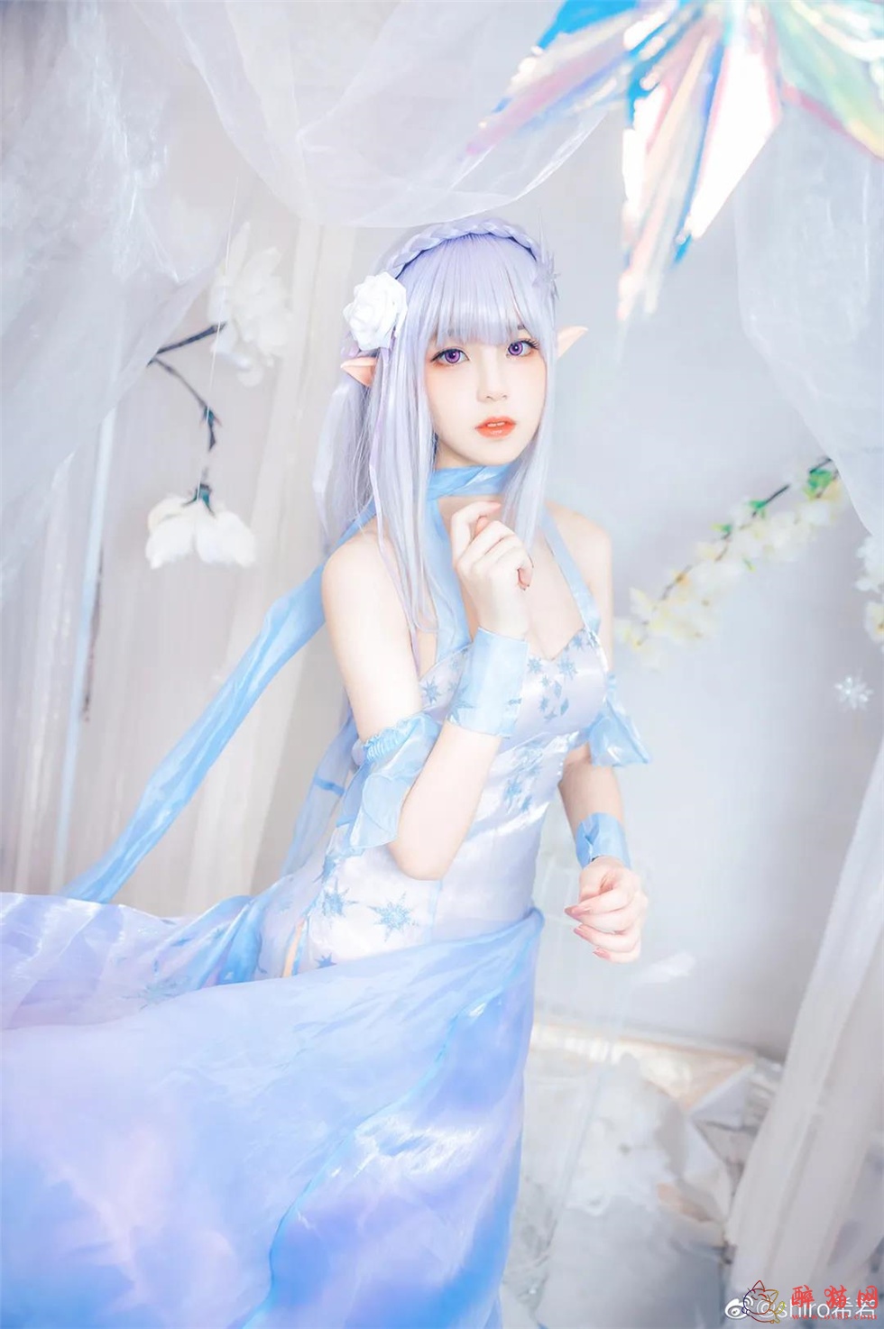 shiro希若爱蜜莉雅水晶礼服cosplay写真-1